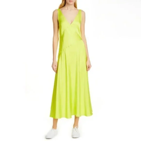 Women's Polo Ralph Lauren Sleeveless Satin Maxi Dress, Size 8 - Yellow